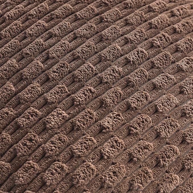 Set of 4 Beige Brown Coffee Decorative Throw Pillow Covers 24x24 Inch Corduroy Pillow Covers for Bed Couch Sofa Living Room Soft Square Cushion Cases