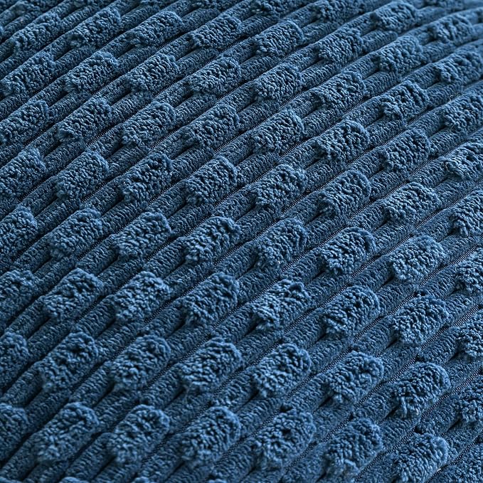 Set of 4 Blue Decorative Throw Pillow Covers 22x22 Inch Corduroy Pillow Covers for Bed Couch Sofa Living Room Soft Square Cushion Cases