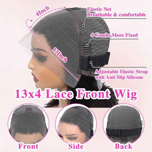 Oftsod 13x4 Lace Front Wigs Human Hair Pre Plucked 26 Inch Body Wave HD Lace Front Wigs Human Hair Natural Color 180% Density Glueless Wig 100% Virgin Human Hair with Baby Hair for Women