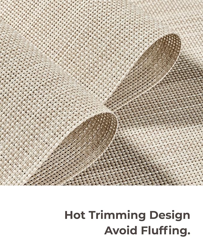 Leetaltree Beige White Placemats Set of 12 - Heat Resistant Non-Slip Place mats for Dining Table, Washable Durable PVC Vinyl Woven Table Mats(Beige White, 12)
