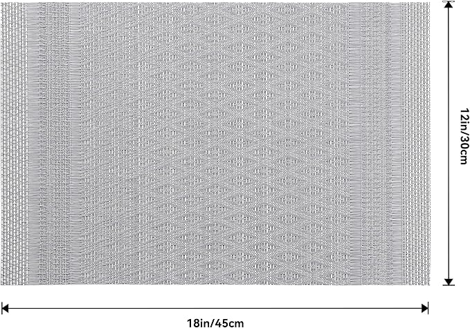 Leetaltree Lunar Grey Placemats Set of 12 - Heat Resistant Non-Slip Place mats for Dining Table, Washable Durable PVC Vinyl Woven Table Mats（Lunar Grey, 12）