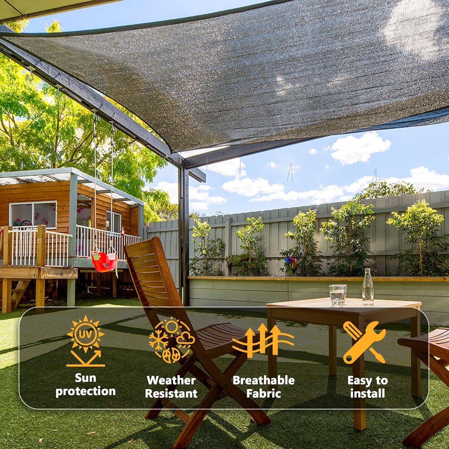 VICLLAX 50% Shade Cloth, 16x21FT Durable Black Mesh Trap with Every 3 FT Grommet, Sun Shade Fabric Netting for for Plants Cover, Greenhouse, Chicken Coop, Barn Kennel, Garden Patio