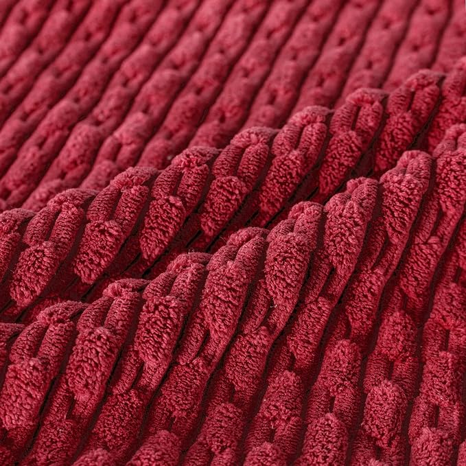Set of 4 Burgundy Decorative Throw Pillow Covers 24x24 Inch Corduroy Pillow Covers for Bed Couch Sofa Living Room Soft Square Cushion Cases