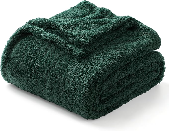 Exclusivo Mezcla Fleece Bed Blankets Queen Size, Ultra Soft, Lightweight and Fuzzy Forest Green Blanket for Women, Home Decor, 90x90 Inches