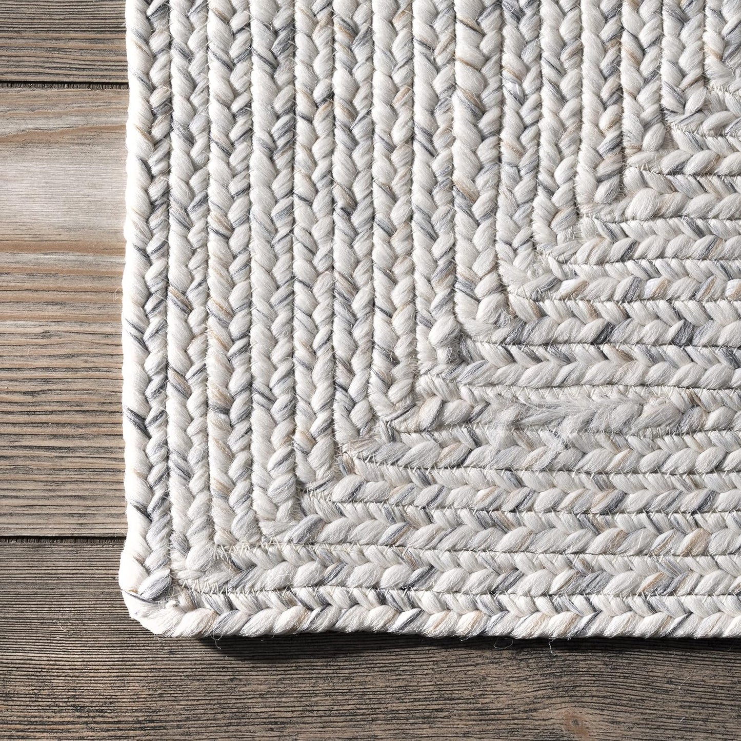 nuLOOM 8' Round Solid Hand Braided Indoor/Outdoor Area Rug, Pet-Friendly, High Traffic, Weather Resistant, for Patio, Balcony, Bedroom, Living, Dining Room, Wynn Ivory