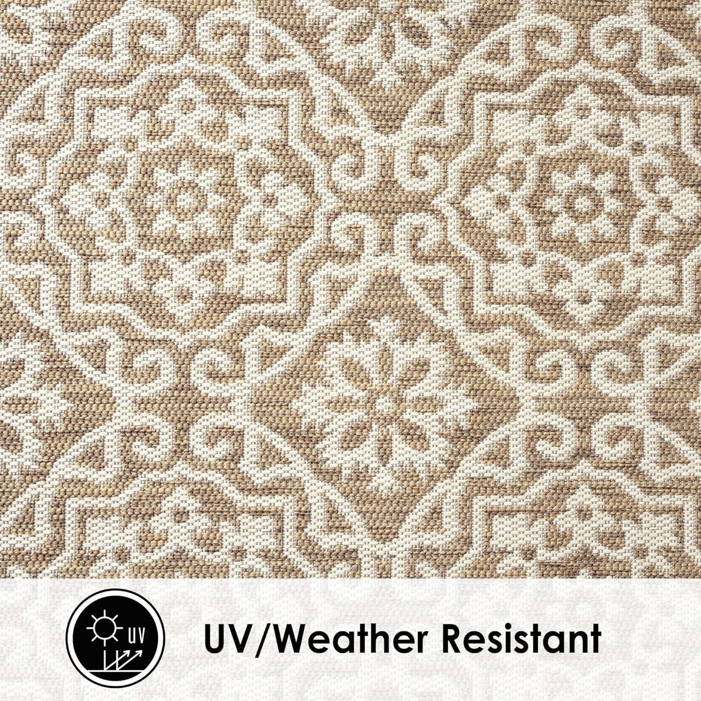 Nicole Miller New York Patio Country Julia Transitional Geometric Indoor/Outdoor Area Rug, Brown/Beige, 5'2"x7'2"