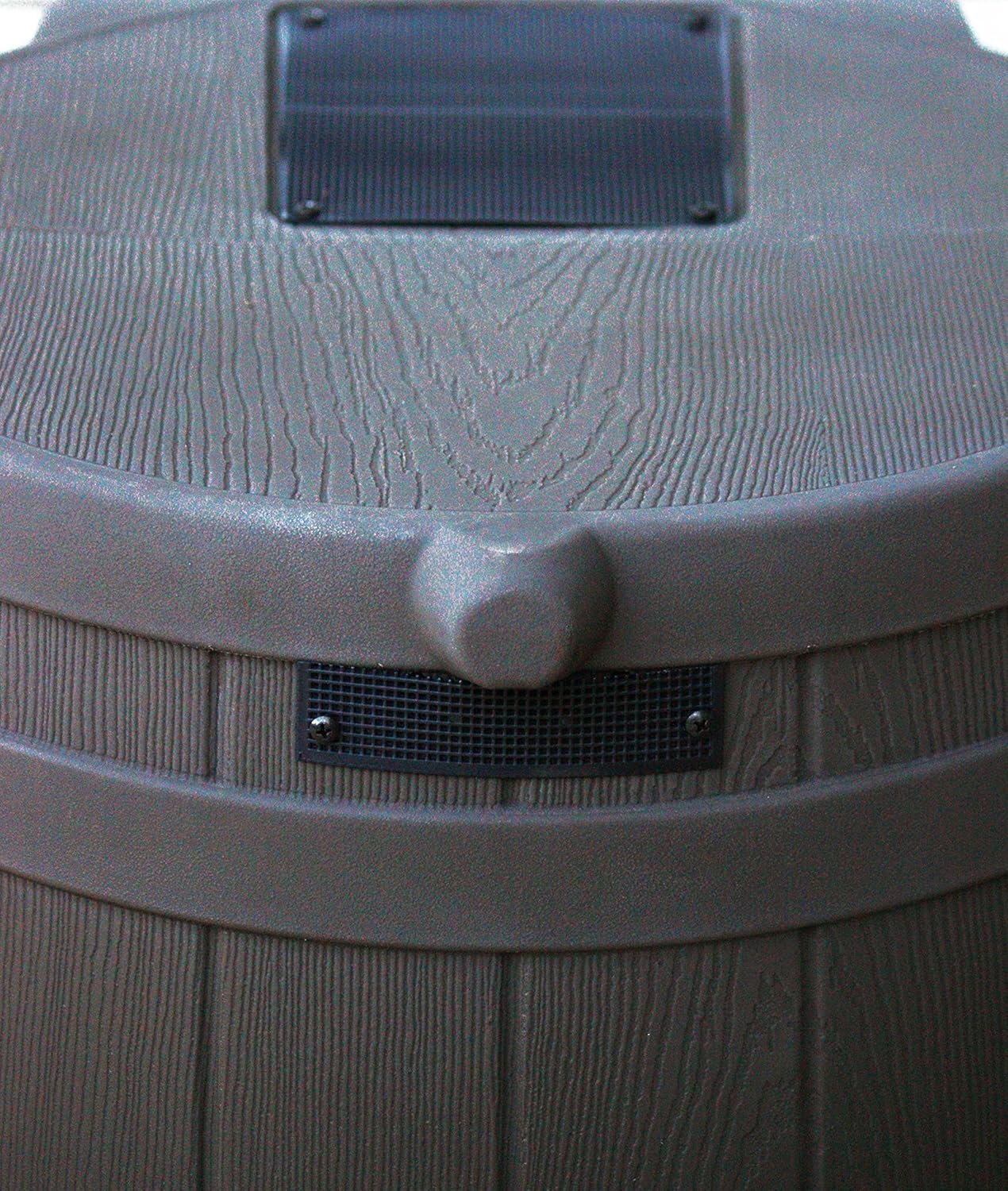 Good Ideas Rain Wizard Water Collection Plastic Barrel, Oak, 50 Gallon - Linkable Flat-Back Faux Wood Rainwater Catcher Storage Drum w/ Robust Metal Spigot & Fine Mesh Screen