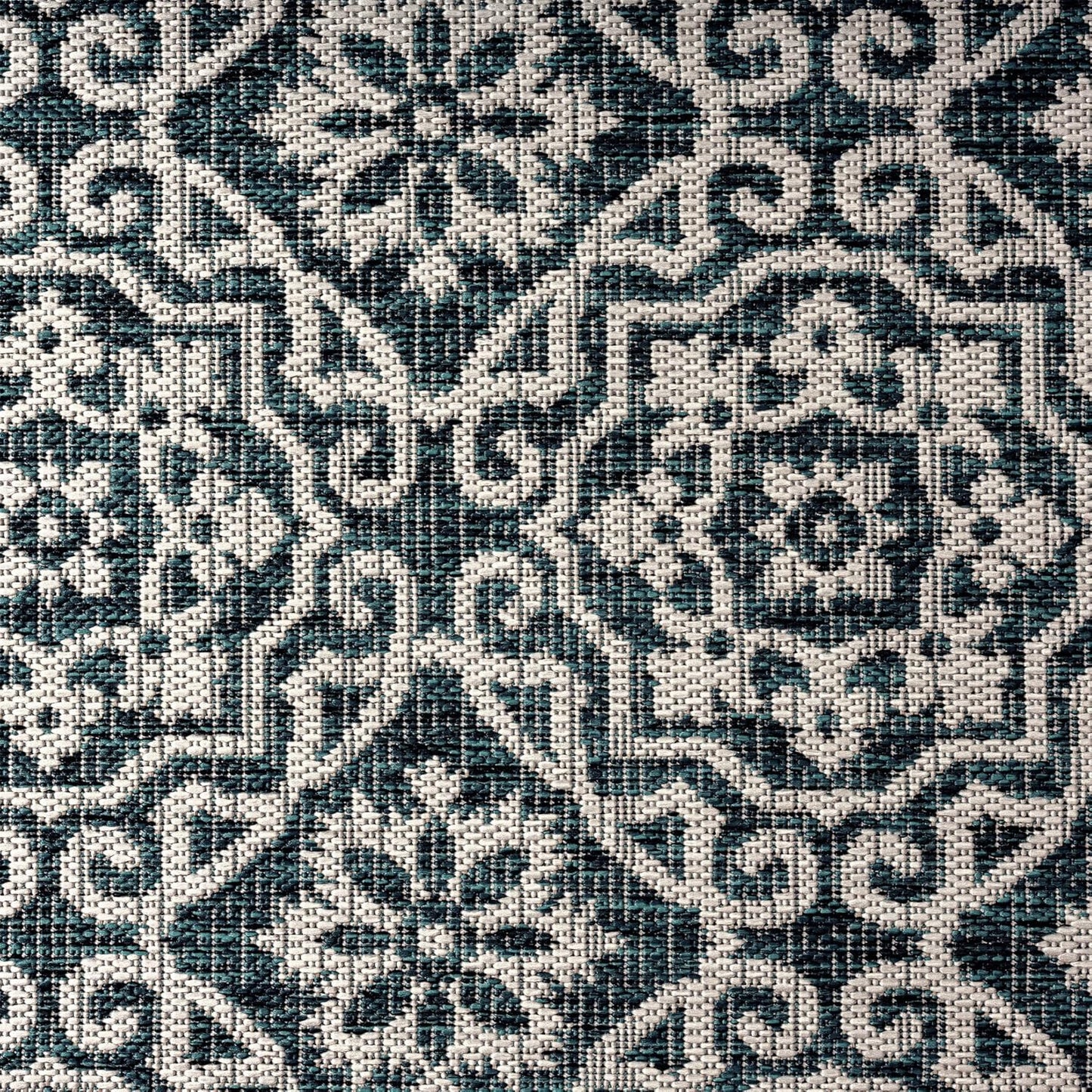 Nicole Miller New York Patio Country Julia Transitional Geometric Indoor/Outdoor Area Rug, Navy Blue/Ivory, 5'2"x7'2"