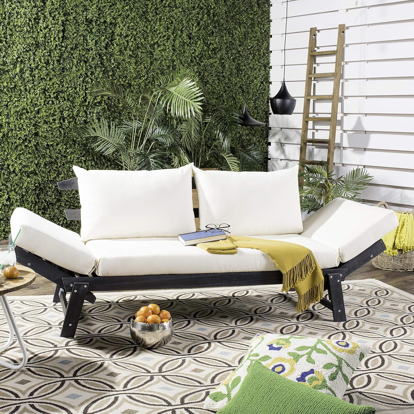 SAFAVIEH PAT6745A Outdoor Collection Tandra Grey Modern Contemporary Daybed Day Bed