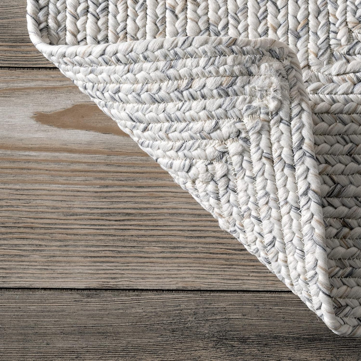 nuLOOM Oval 10' x 13' Solid Hand Braided Indoor/Outdoor Area Rug, Pet-Friendly, High Traffic, Weather Resistant, for Patio, Balcony, Bedroom, Living, Dining Room, Wynn Ivory